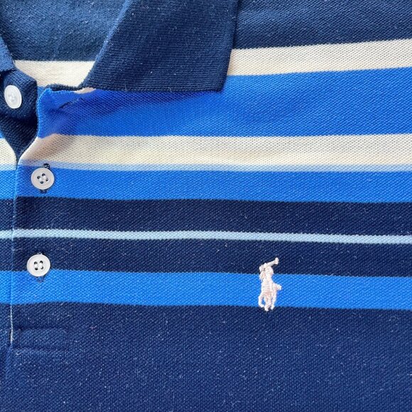Ralph Lauren Polo Shirt XXXL Navy Blue Striped Short Sleeve Classic Fit Cotton B - Picture 4 of 9